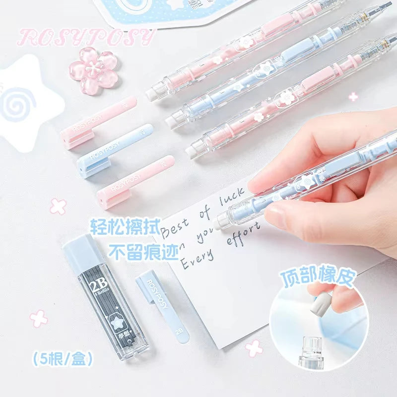 Kawaii Retro Japanese 2B Mechanical Pencil Set for Students
