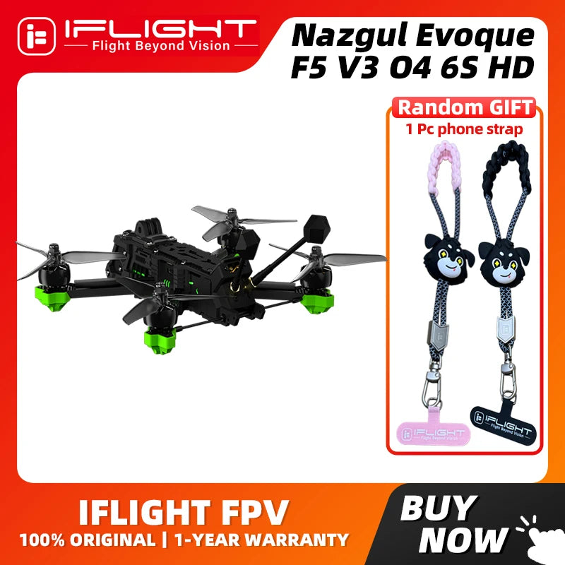 IFlight Nazgul Evoque F5 V3 O4 6S HD Drone BNF With O4 Air Unit Pro / XING2 2207 1750KV Motors For FPV Cinematic Freestyle
