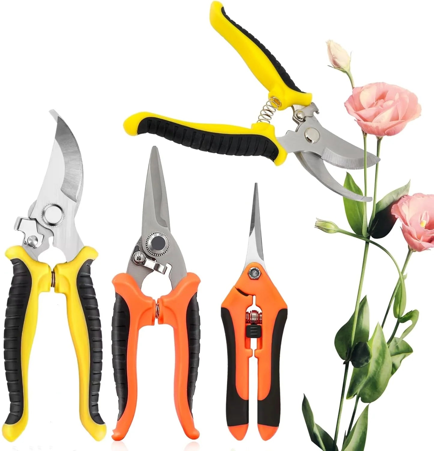 3-Pack Garden Pruning Shears – Stainless Steel Clippers & Snips for Trimming and Pruning