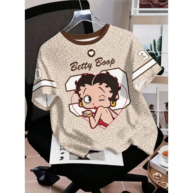 Betty Boop Cartoon 3D Print Short Sleeve T Shirt Men Women Family Matching Parent Kids Summer Casual Sport Daily Graphic Tee