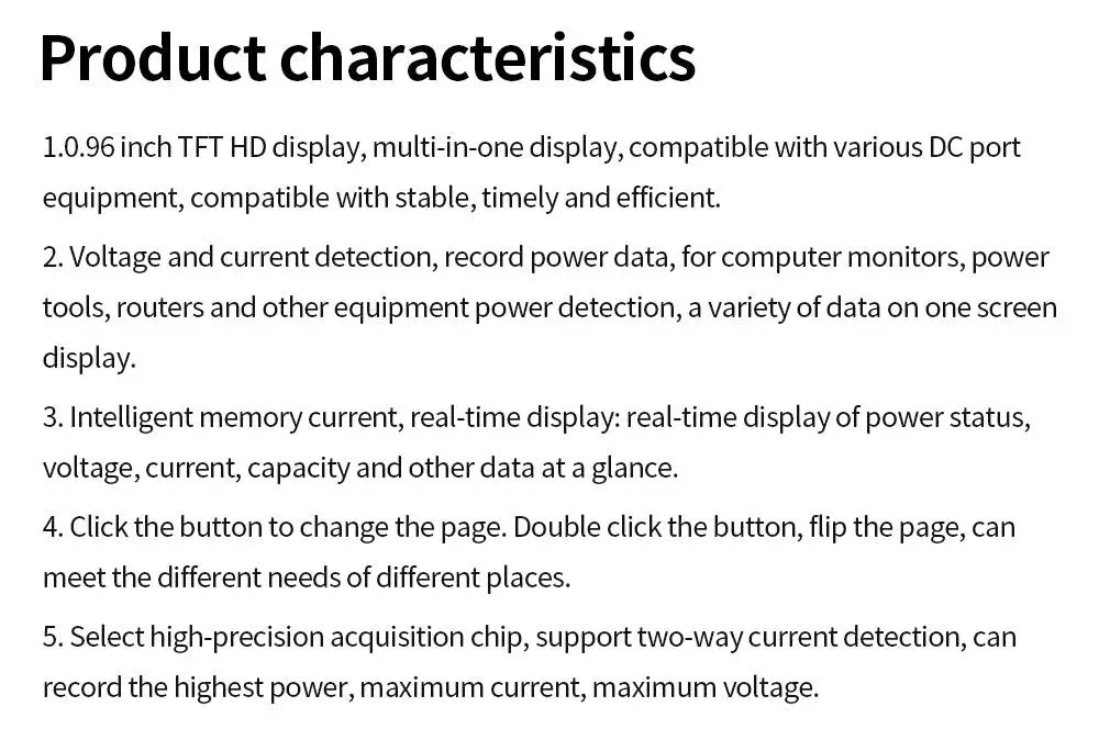 KWS-DC28 0.96 inch TFT HD Digital Display DC Voltage Ammeter Power Meter Cell Phone Charging Tester Detector Electrician Tool