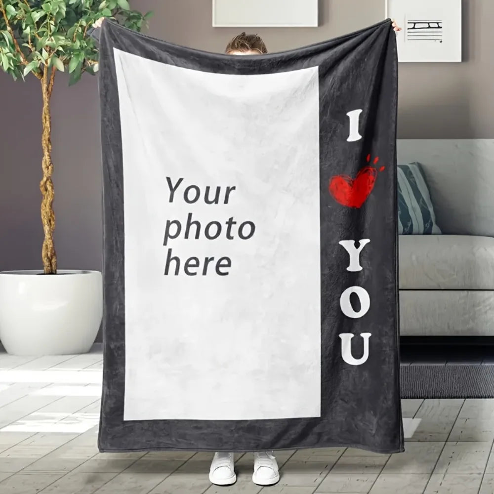 Custom Photo Flannel Blanket, Personalized Gift Blanket