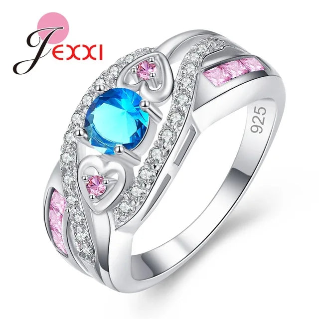 Colorful CZ Sterling Silver Ring – Stackable Party Jewelry
