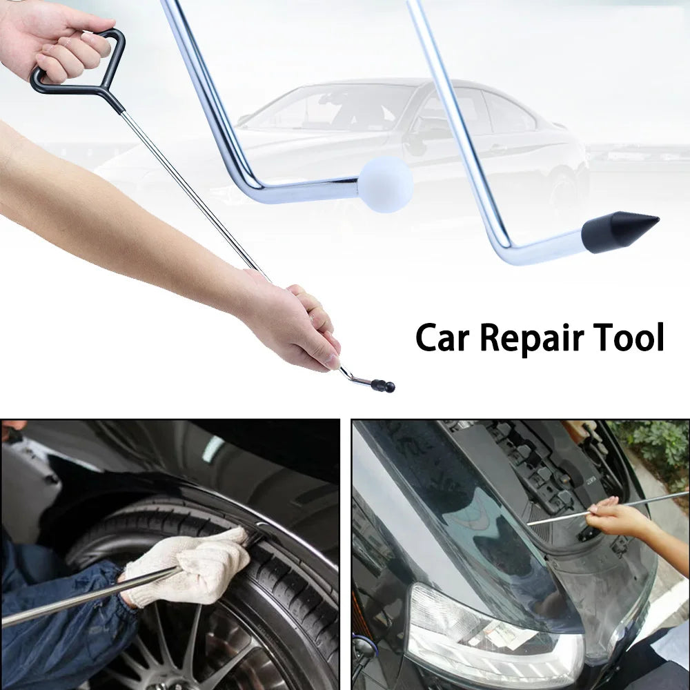 Car Dent Repair Head Replacement Hooks Stainless Steel Push Rods Removal Crowbar Kit for car Body dents and Hail Damage Removal