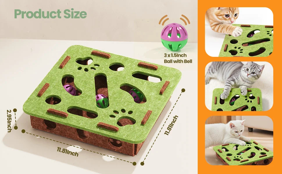 Pet cat entertainment maze ball-digging toy, self-entertainment artifact, claw-sharpening toy, felt cat teaser box, bell ball