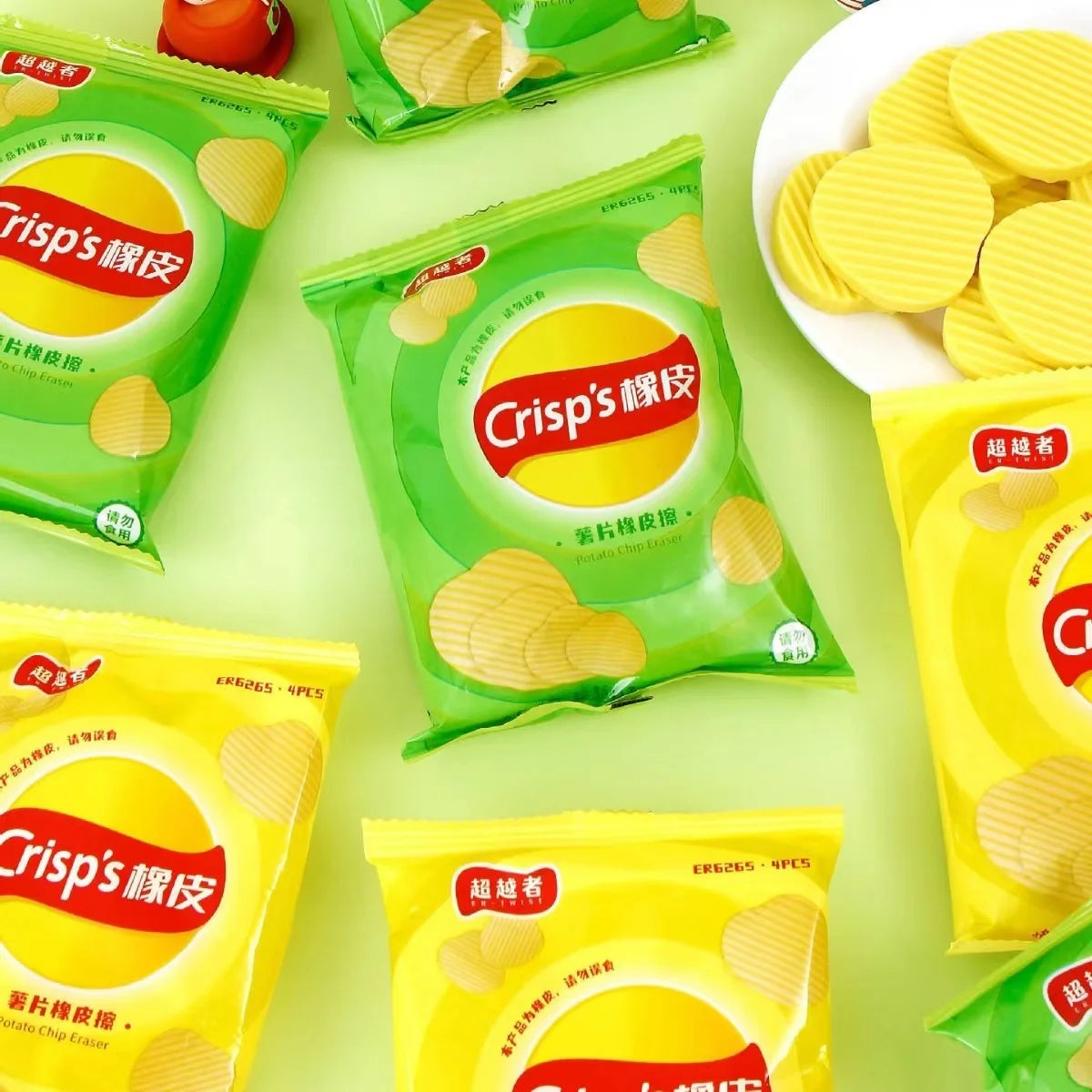 Aesthetic stationery back to school supplies Kawaii Stationery items Potato chips  Erasers rubber school stationery accessories