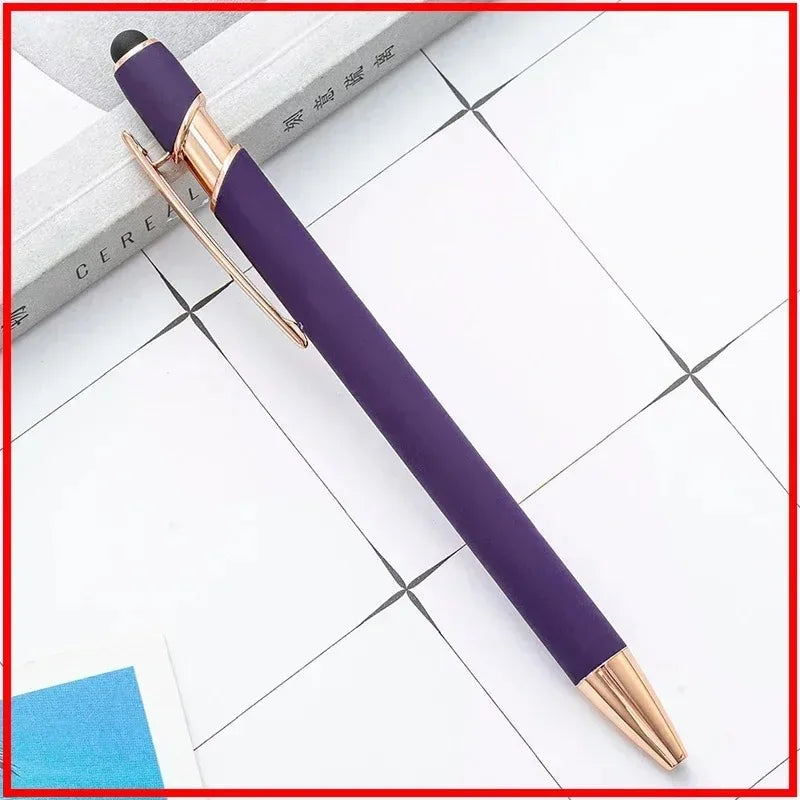 50pcs Light Metal Ballpoint Pen Touch Screen Pen Office School Advertising Pen Custom Logo Text Engraving Laser Engraving