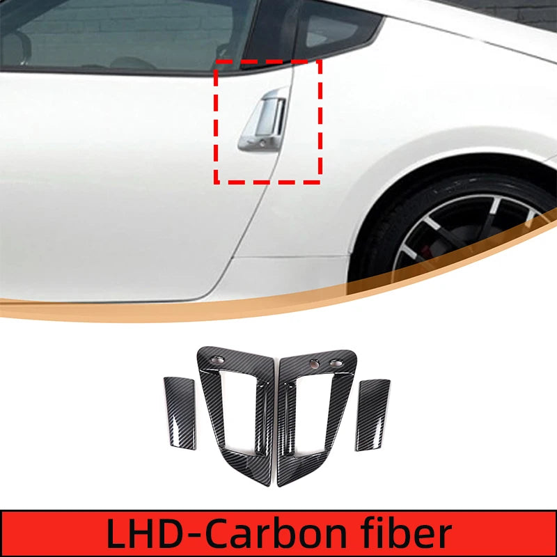 For 2009-2020 Nissan 370Z Door Handle Frame, Exterior Door Handle Decorative Frame ABS Carbon Fiber Pattern 4pcs RHD