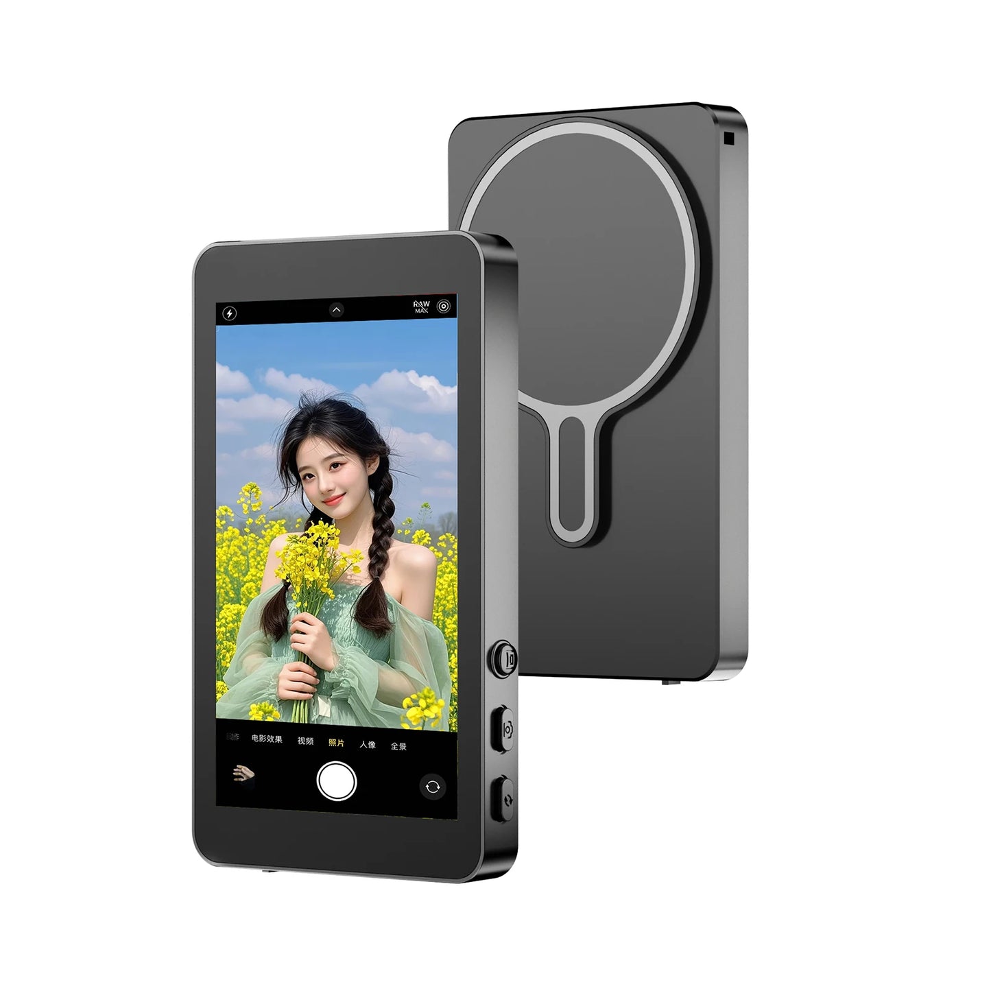 Upgrade Magnetic Wireless Selfie Monitor Screen 4inch For Android Phone Rear Camera Live Streaming Video Recording W/ Zoom Focus