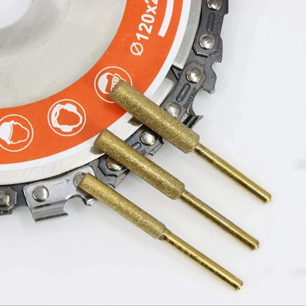 6pcs Chainsaw Sharpener 4/4.8/5.5mm Diamond Coated Cylindrical Burr Chain Saw Sharpening Grinding Head