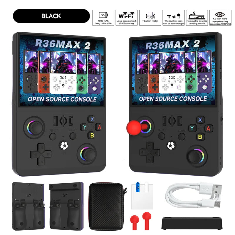 R36 Max2 Retro Console - 4.5" HD Screen, Open-Source Fun