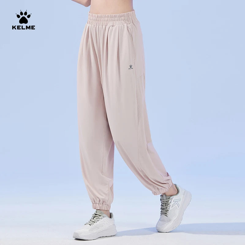 KELME Sunscreen Ice Silk Sweatpants Women Summer Quick Dry Outdoor Cool Feeling Running Drawstring Yoga Pants