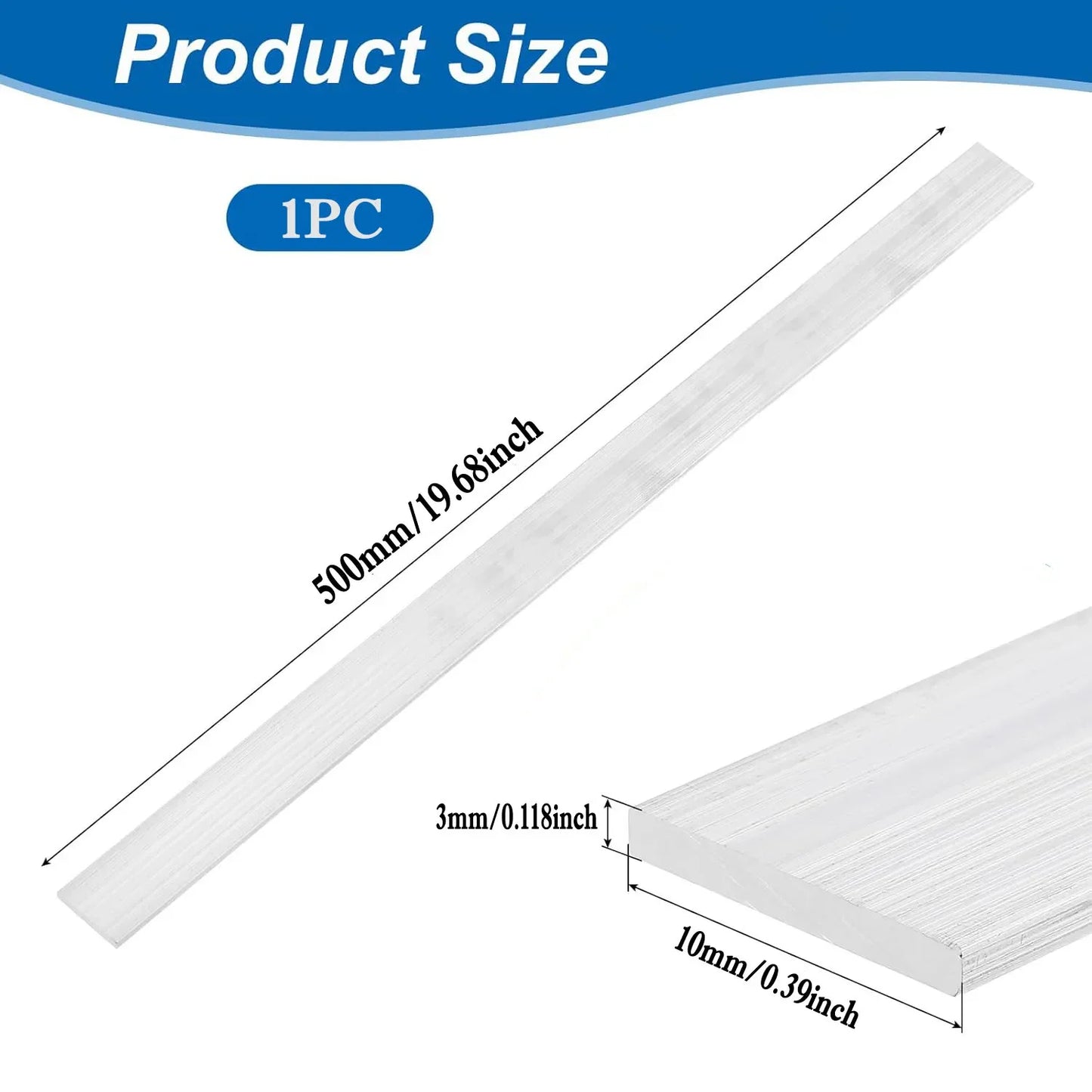 1-5pcs 6061 Aluminum Flat Bar Stock 500mm, High Strength Rectangular Bar for Metalworking, Industrial & Craft Use