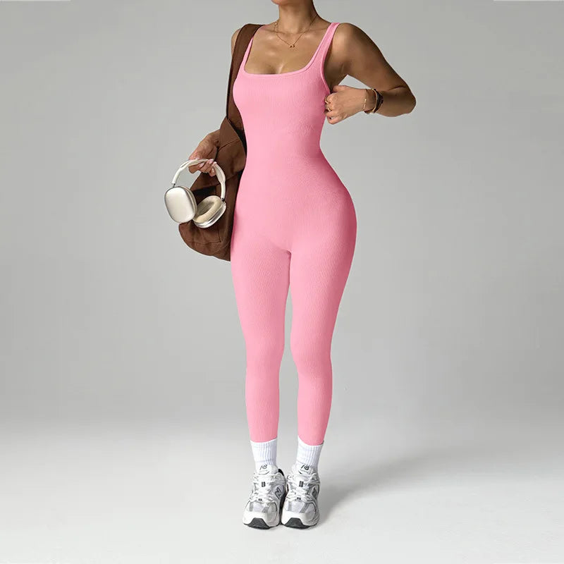 Women's Seamless Fitness Jumpsuit — Hip-Lift Workout Bodysuit