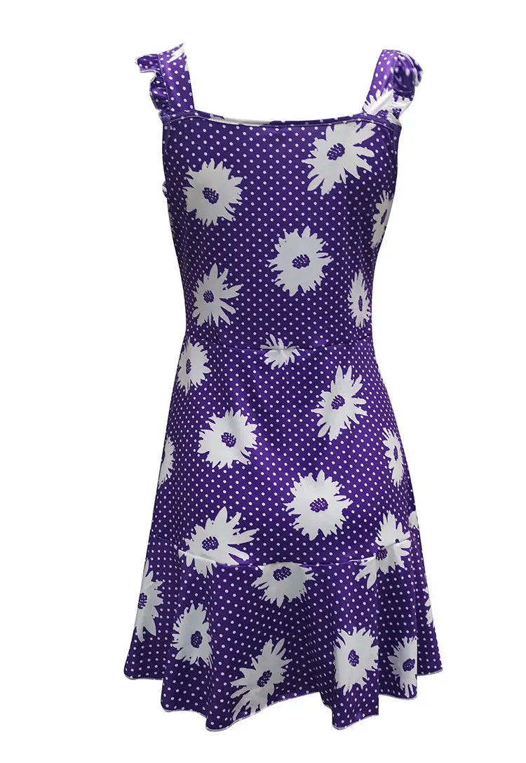 2026 Cross border New European and American Summer Printed Strap Dress Flower Dress Strap Dress Women