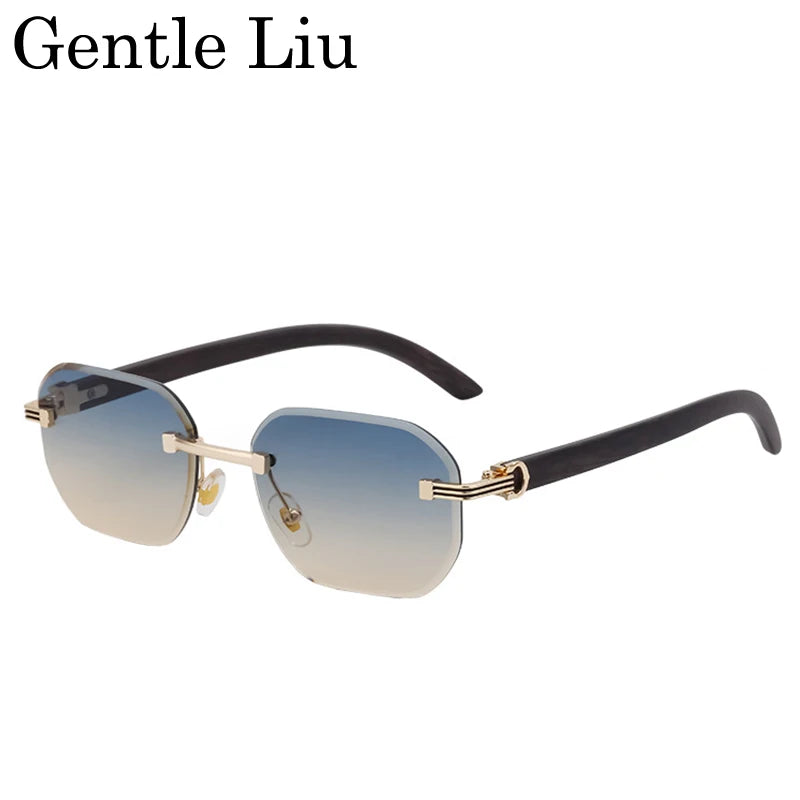 Rimless Square Sunglasses for Men — UV400 Anti-Blue-Light