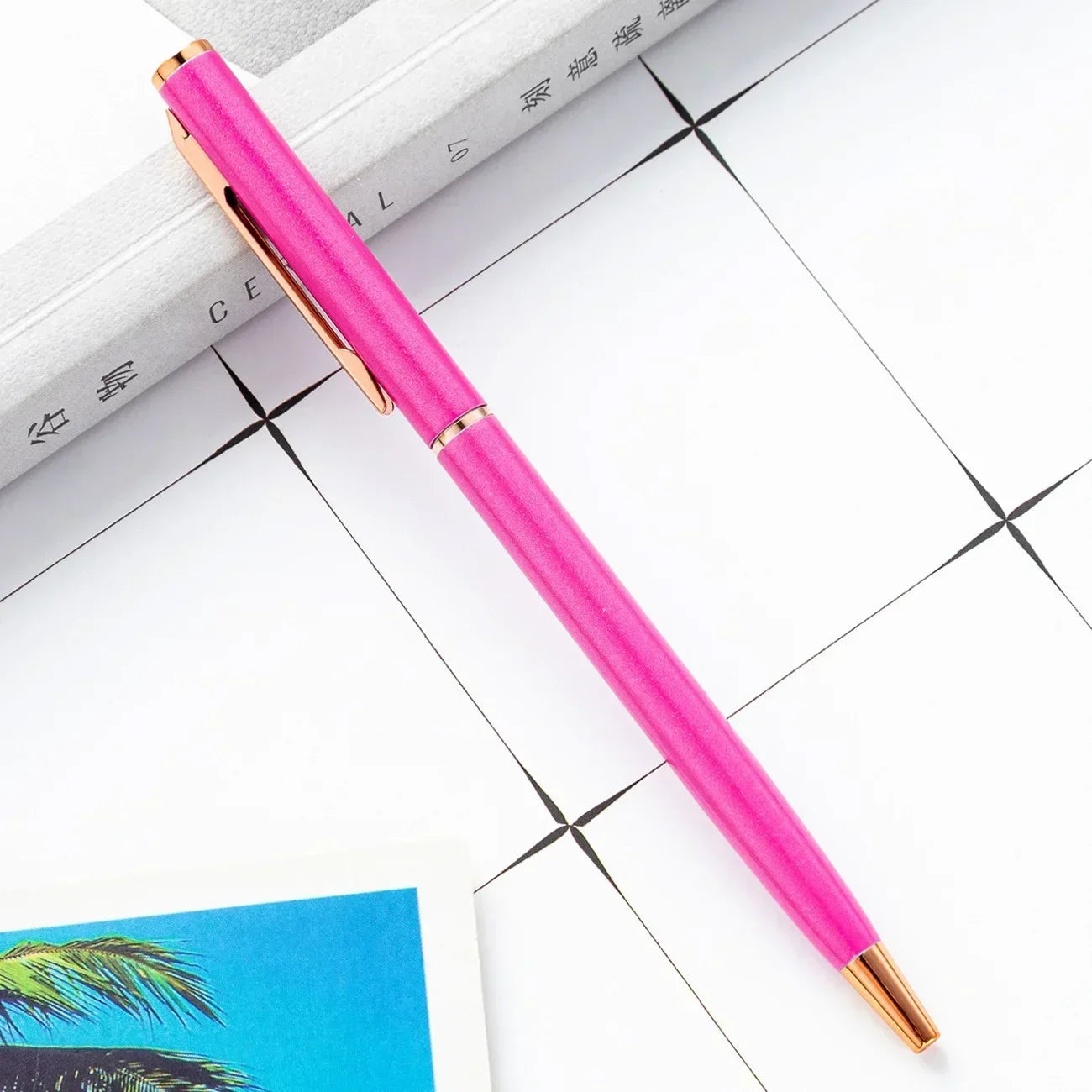 20-200 Pens New Slim Metal Ballpoint Pens Rose Gold Custom Logo Advertising Lettering Engraved Name School Office Supplies Gifts