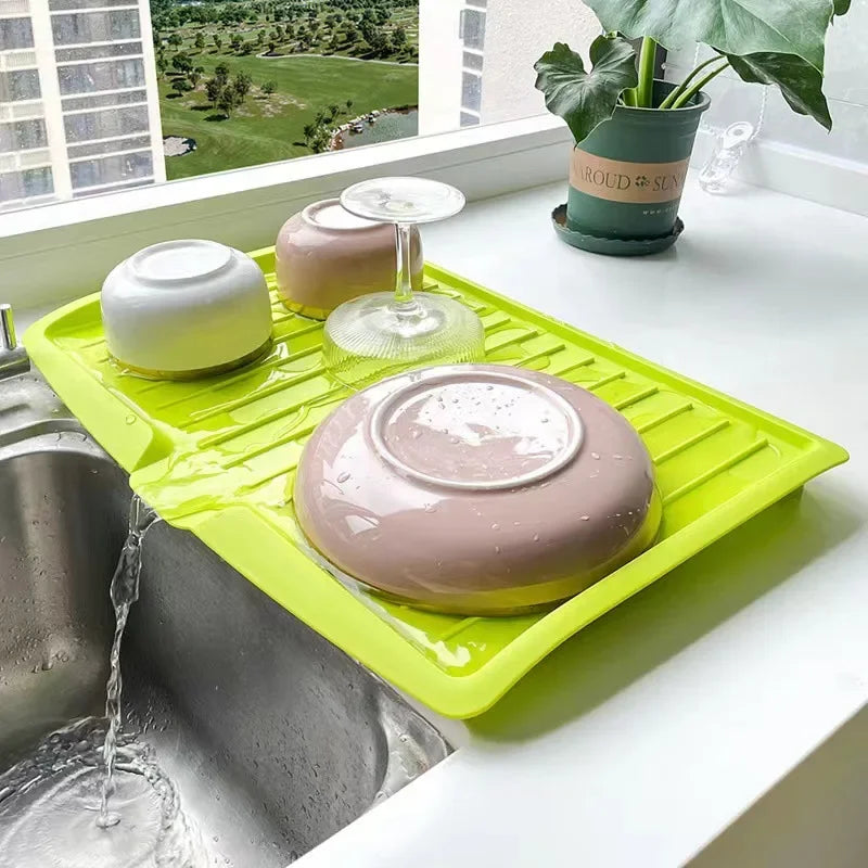 Folding Plastic Dish Drain Tray - Countertop Drying Board - photo 3