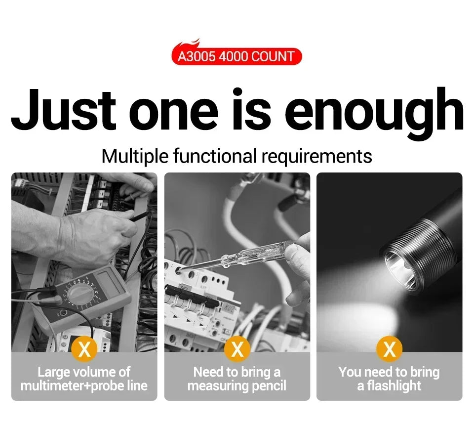 A3005+B20 Digital Multimeter Professional Insulated Voltage Test Pen Non-Contact AC/DC VoltageTester Double Head Screwdriver