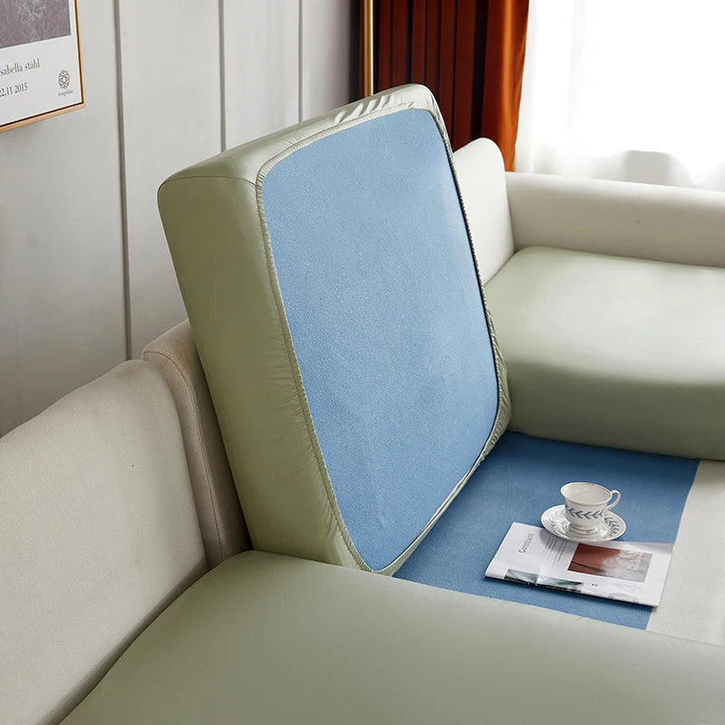 Stretch PU leather waterproof sofa cushion cover sofa seat slipcover backrest cover easy clean sofa protector for pets kids