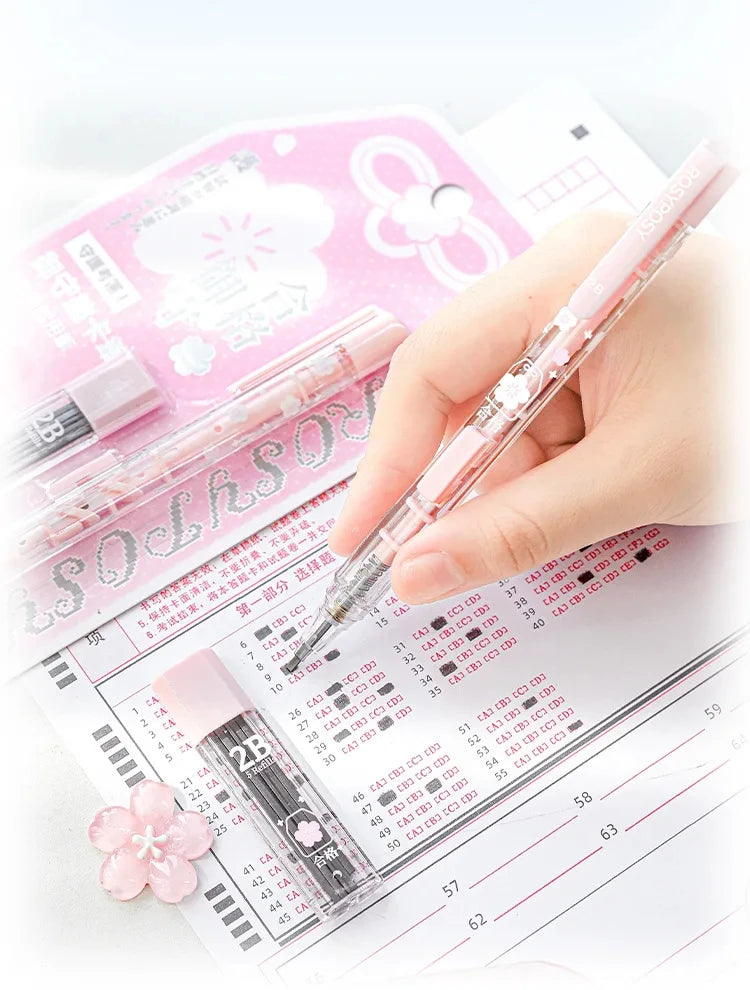 Kawaii Retro Japanese 2B Mechanical Pencil Set for Students