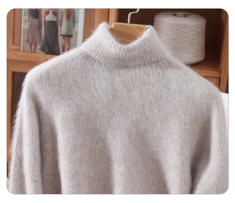 Women's High Collar Knit Sweater, Thick Pullover