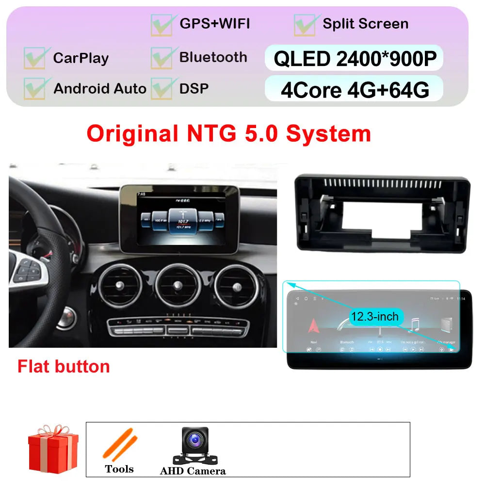 Car Stereo with Apple CarPlay & Android Auto, Compatible with Mercedes-Benz C-Class W205 & GLC X253