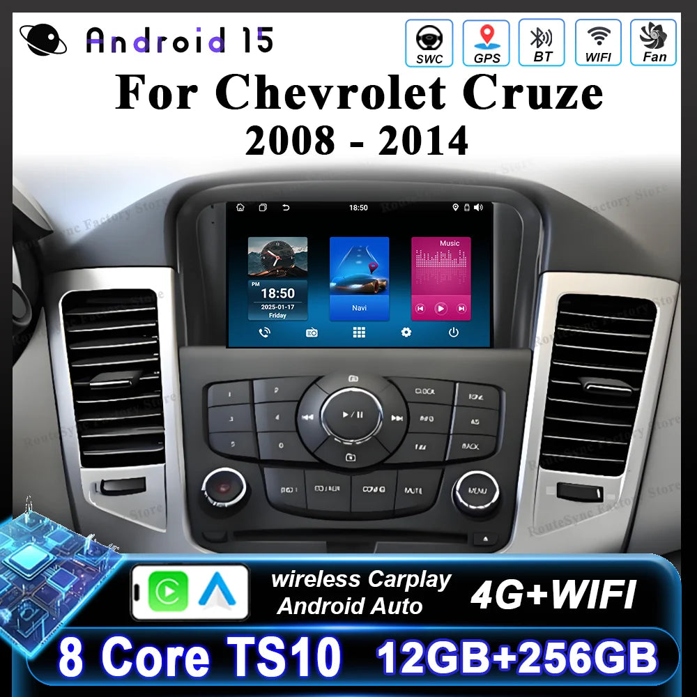 Android Car Stereo for Chevrolet Cruze (2008–2014) — CarPlay, Android Auto, GPS, WiFi, Touchscreen