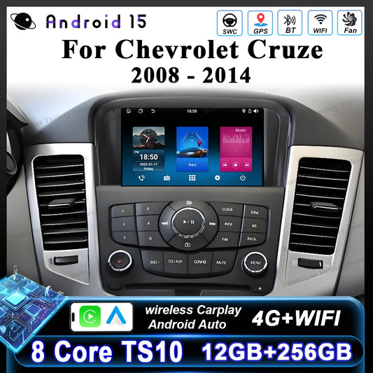 Android Car Stereo for Chevrolet Cruze (2008–2014) — CarPlay, Android Auto, GPS, WiFi, Touchscreen