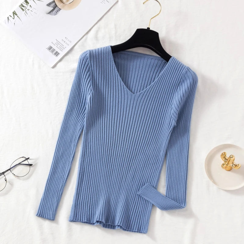 Women's V-neck knit pullover, casual sweater — view 4 of 20