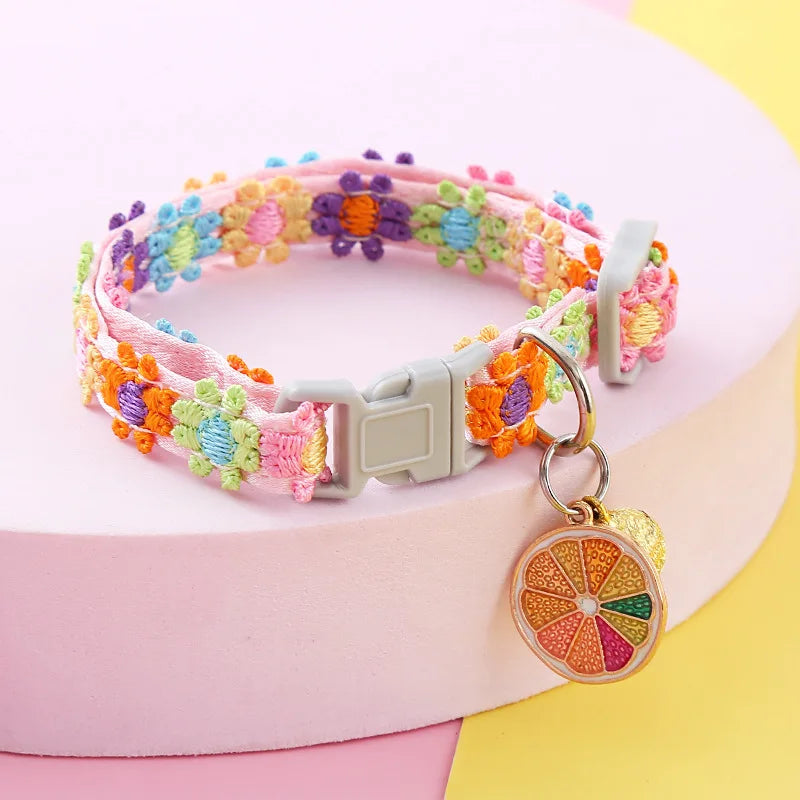 Paw Print Pet Collar with Bell - Adjustable Polyester Strap – photo 2