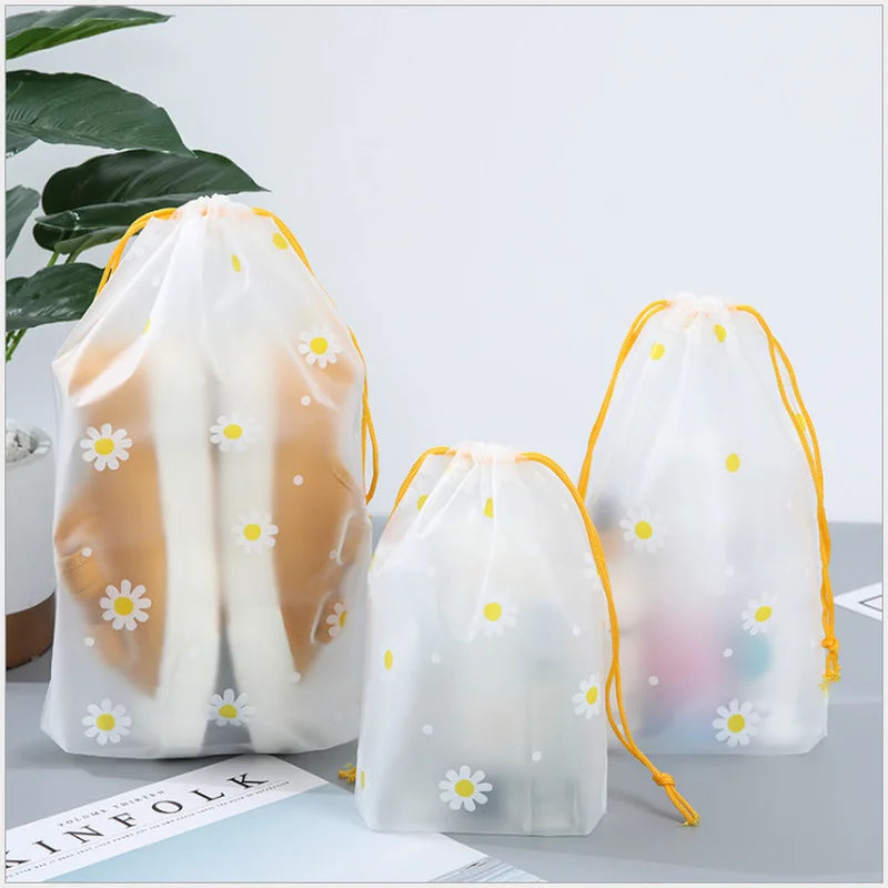 PE Dinosaur Bundle Pocket Plastic Drawstring Bag Frosted Shoes Travel Storage Bag Transparent Clothes Socks Shoes Plastic Bag