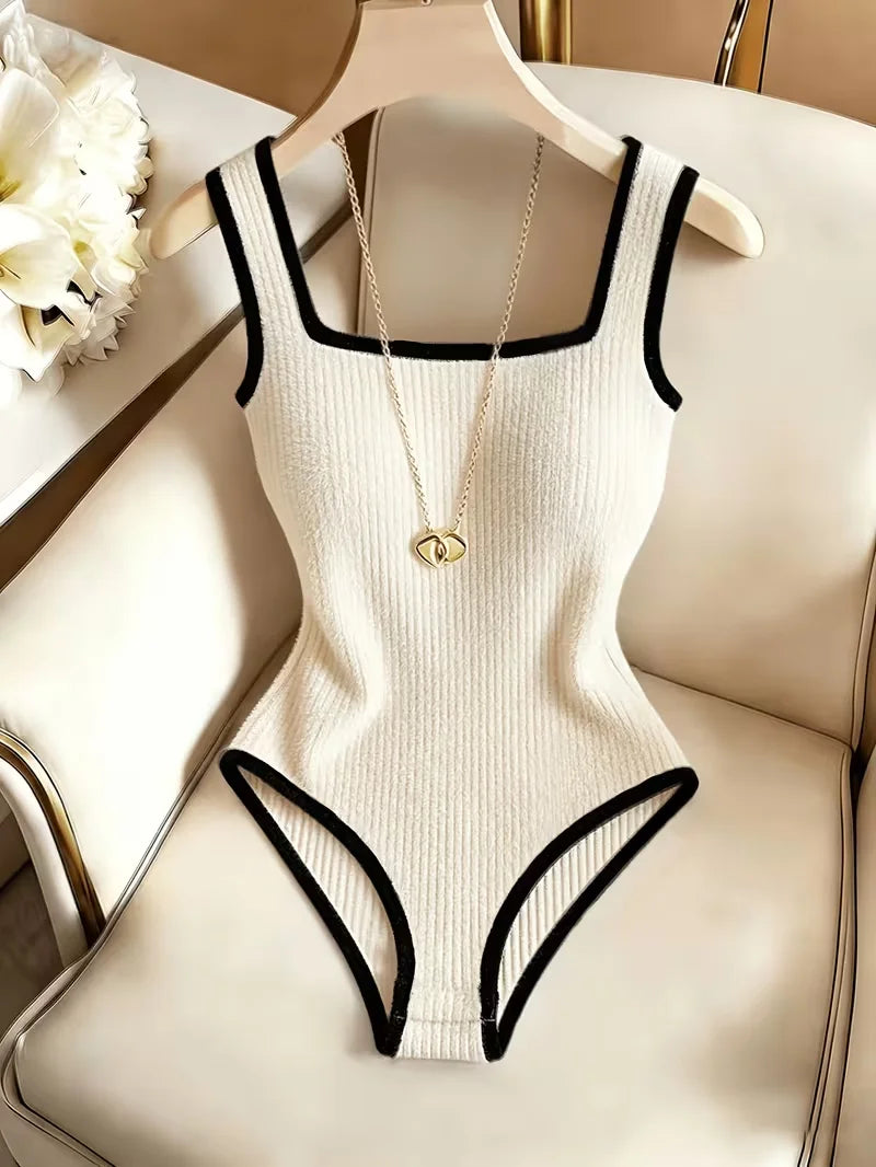 Women's ribbed square neck bodysuit set — view 12 of 20