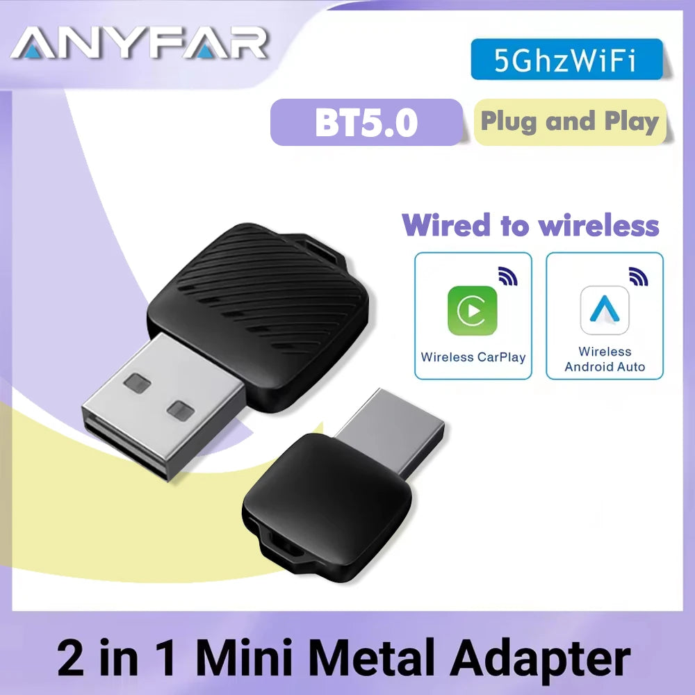Wireless CarPlay & Android Auto Adapter (5GHz WiFi)
