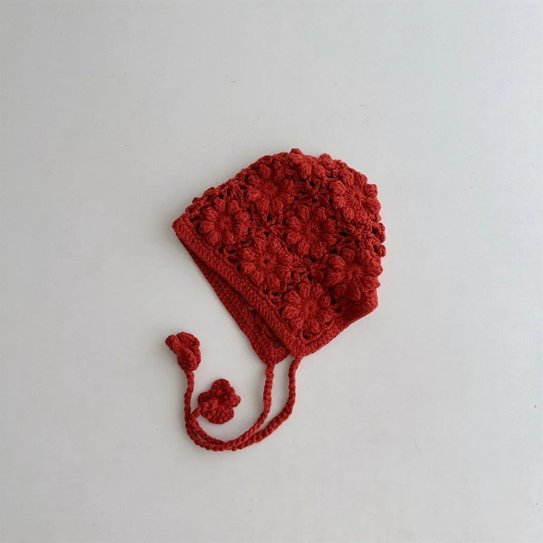 Baby Crochet Ear Flap Beanie - Handmade Knit Hat for Girls - photo 8