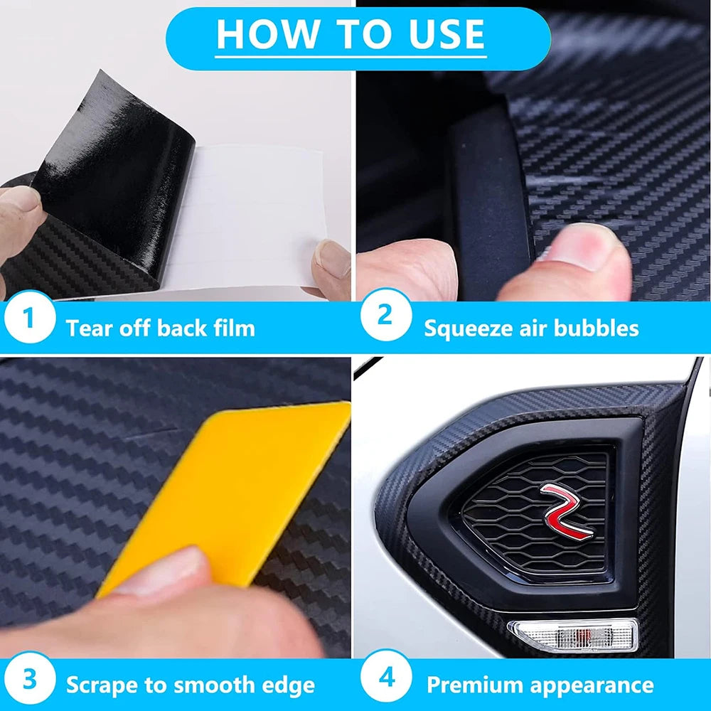 Carbon Fiber Door Edge Guard Tape - Anti-Collision Door Sill Protector