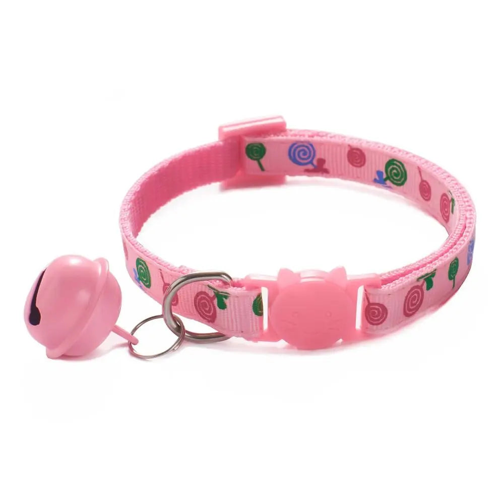 Puppy Cartoon Cat Collars Pet Supplies Adjustable Kitten Necklace Cute Cat Head Bell Pendant Collar