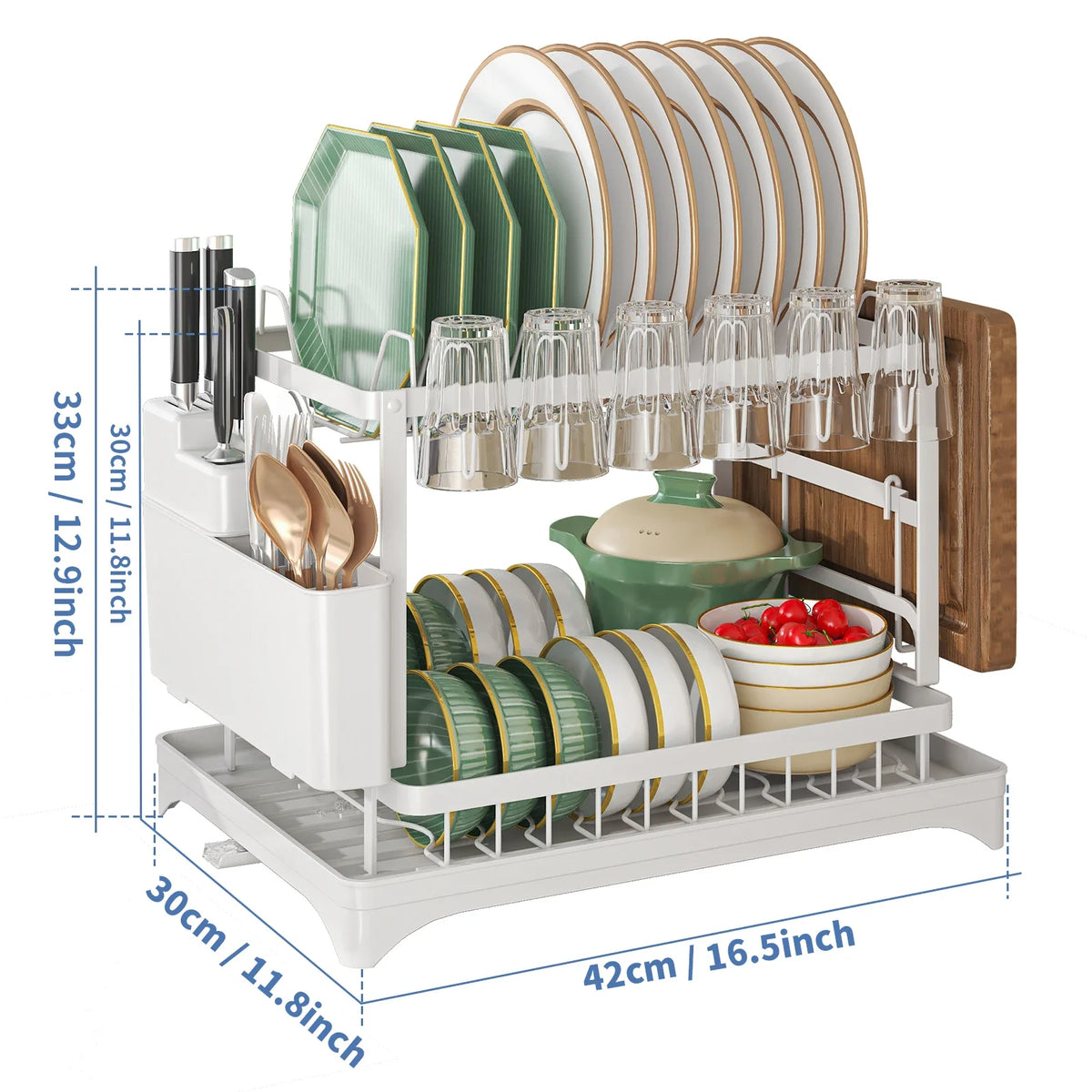 2-Tier Metal Dish Drying Rack - Space-Saving Kitchen Drainer - photo 9