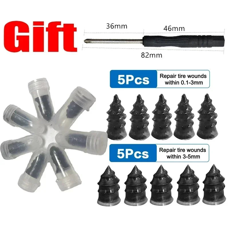 61x Car Tubeless Vacuum Tyre Puncture Repair Kit With Screwdriver & Convenient Storage Box Screw Nails Tire Patch Plug Fix Tools