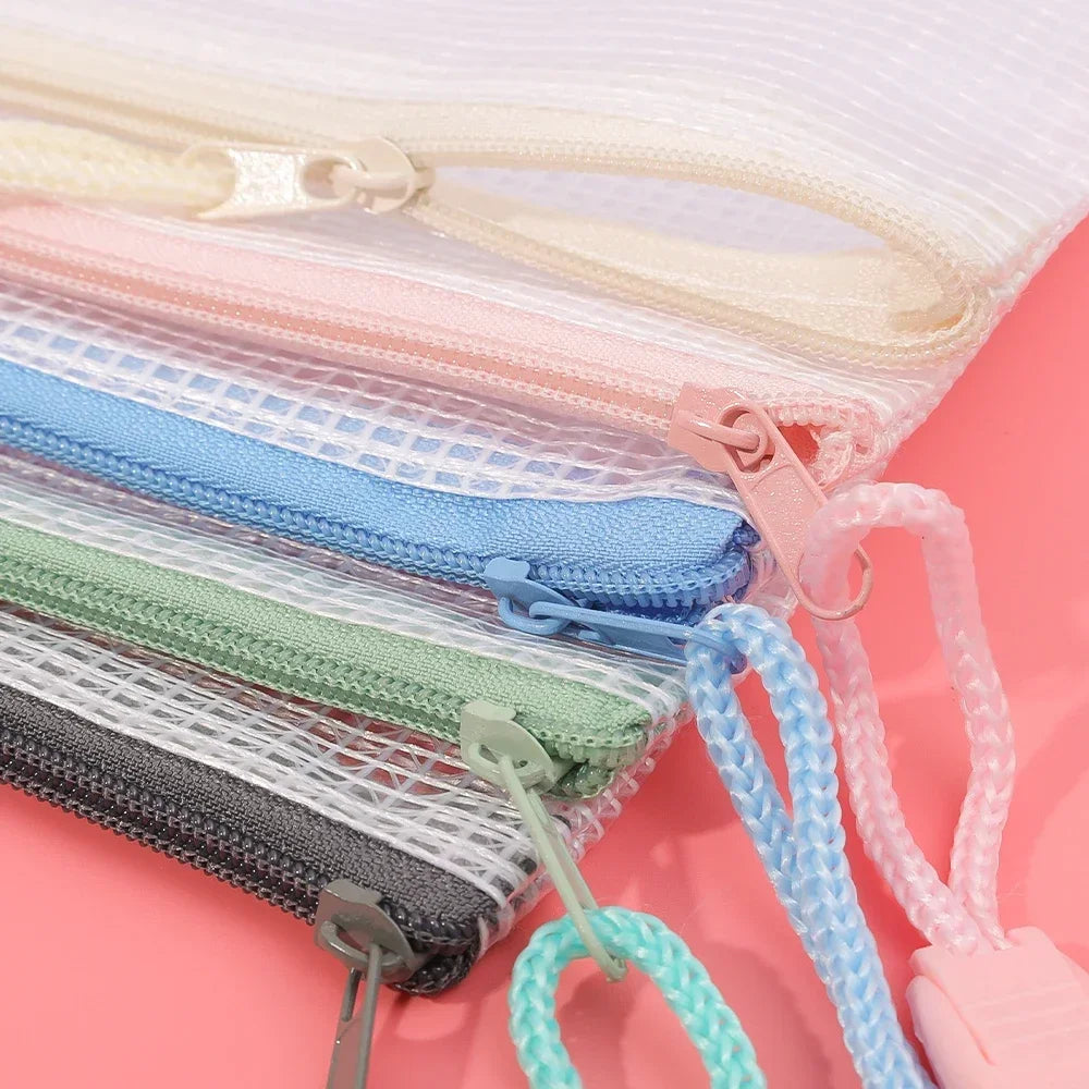 1-10Pcs A4 Mesh Zipper Pouch Bags Thicken Document Bag Waterproof Zip File Folders For School Office Travel Organizing Storage