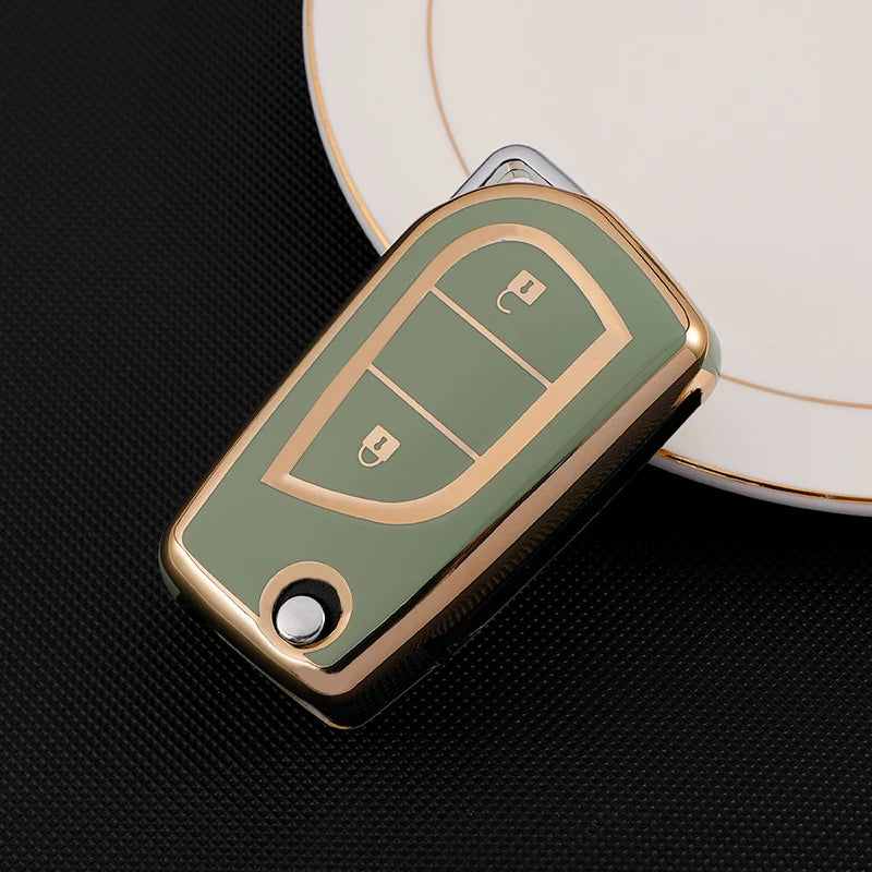 2/3 Button Soft TPU Car Key Cover Case Auto Shell Holder Protector Fob for Toyota Aygo Yaris Highlander Camry RAV4 Keychain