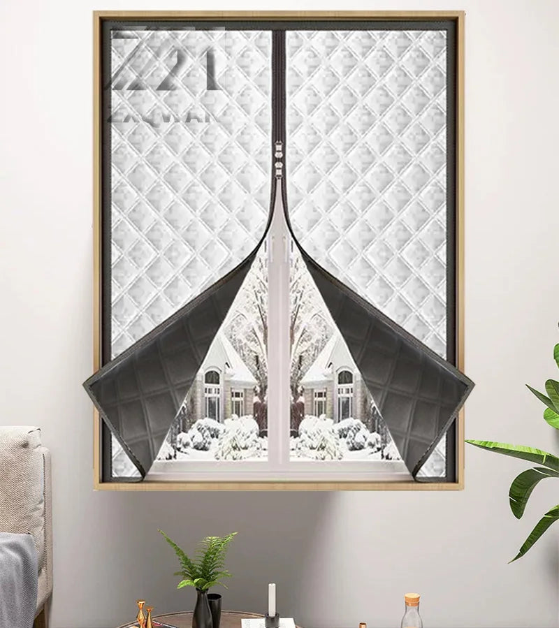 Thick Insulated Window Curtain with Zipper, Self Install