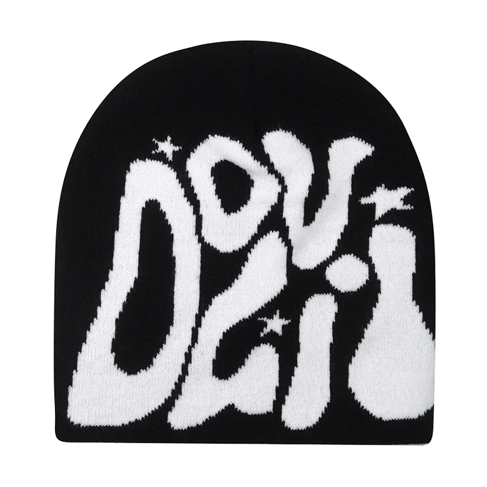 Y2K Letter Knit Beanie, Warm Ski Hat