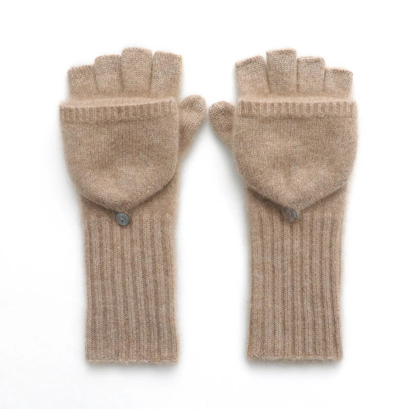 Convertible Flip-Top Mittens - Knit Fingerless Gloves for Adults
