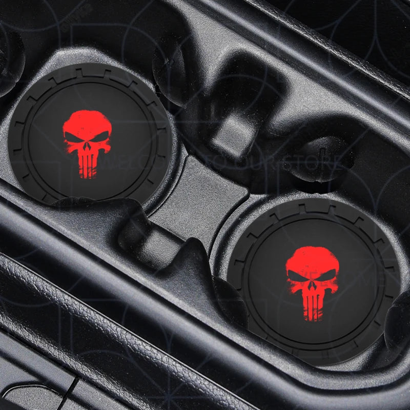 Skull Logo Cup Holder Coasters (2-Pack) - Jeep Wrangler, Dodge Challenger & RAM
