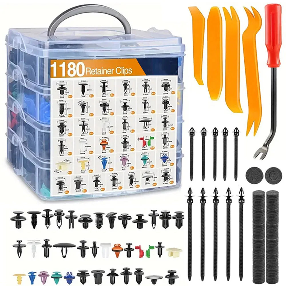 Car Push Retainer Clips & Auto Fasteners Assortment - Bumper Fender Rivets with 10Cable Ties Fasteners Remover for Toyota Honda