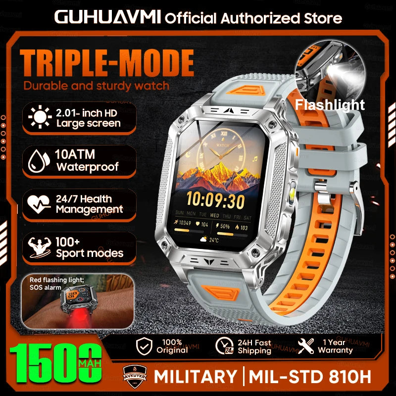 Rugged Smart Watch — 1500mAh, 10ATM Waterproof, BT Calling