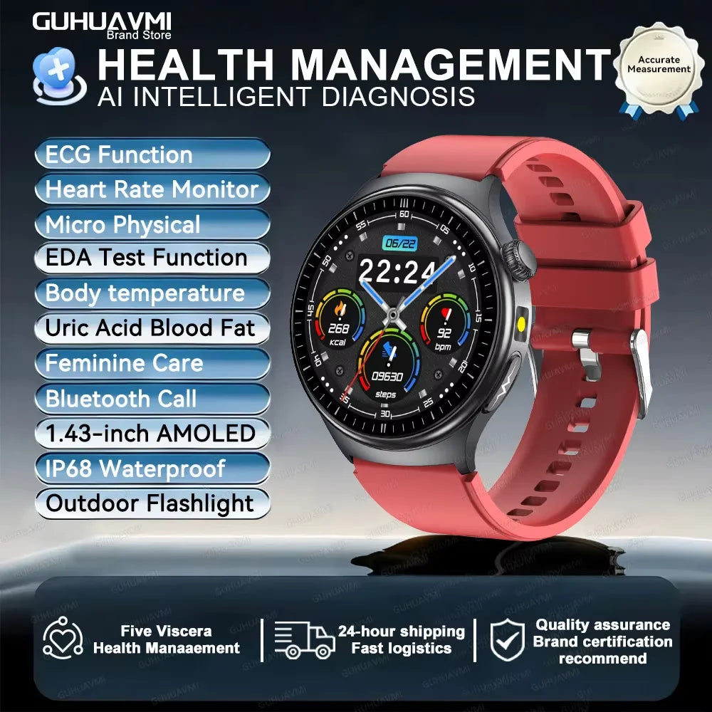 2026 New Accurate Diagnosis ECG Smart Watch Body Fat Blood oxygen BP Health Sport HD AMOLED Screen call Smart watch Men women