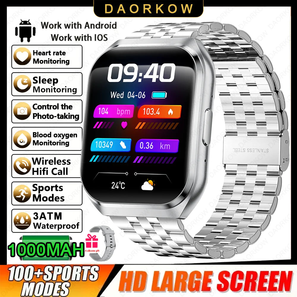 Men's Smart Watch — 1000mAh Long Standby, IP68, BT Calling