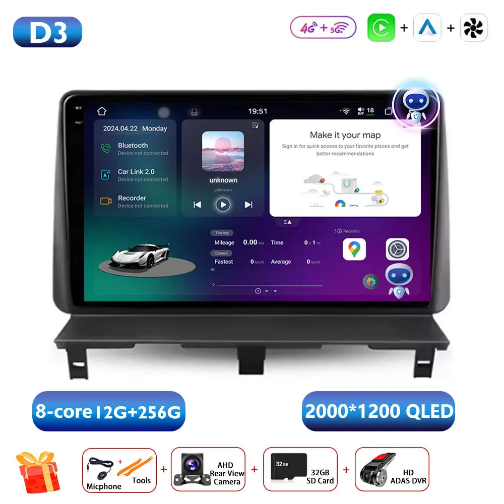 Car Stereo with Apple CarPlay & Android Auto, Compatible with Peugeot Partner 1 (2002-2008)